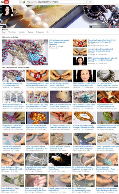 Ziddis You Tube videokanaler DIY Tutorials video kurser instruktioner smyckestillverkning prlor bcker kreativitets podden